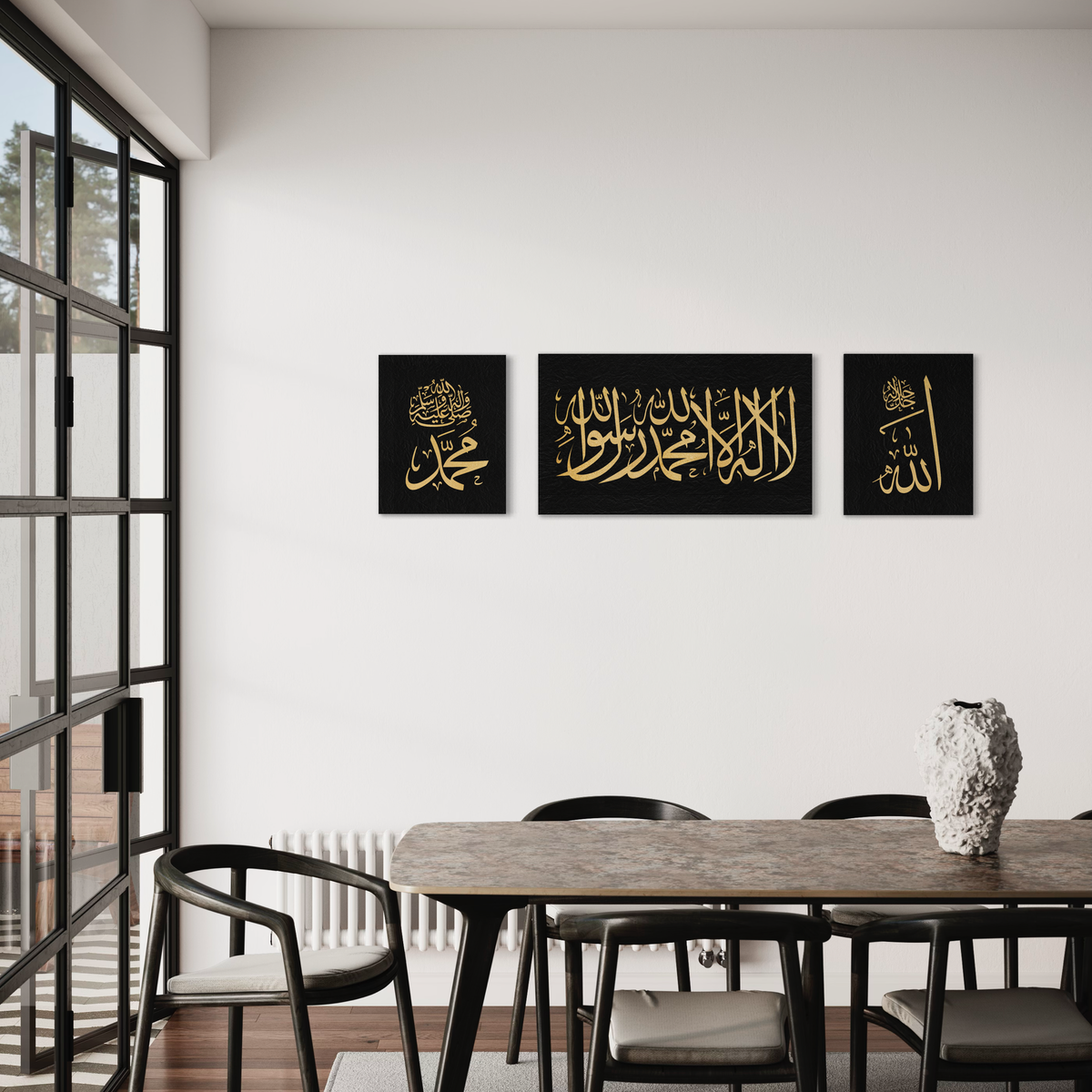 Kalima calligraphy in gold and black, Islamic canvas print – view 3