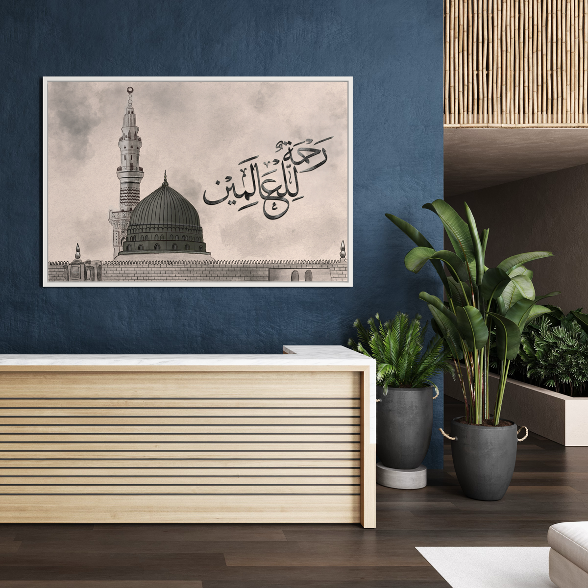 Madinah Masjid an-Nabawi digital pencil sketch, Islamic wall art print – view 5