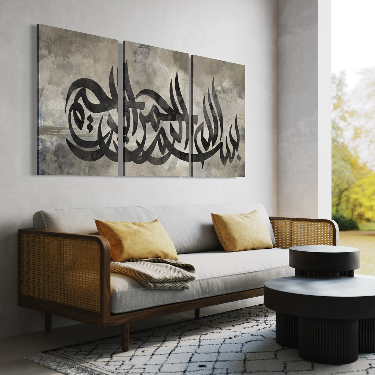 Bismillah modern Islamic wall art, set of 3 canvas prints – view 4