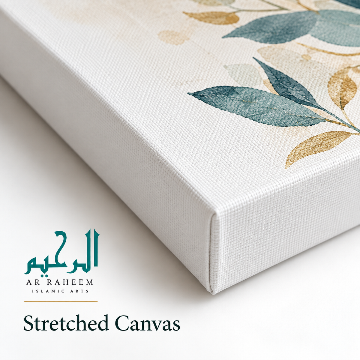 Stretched canvas Islamic wall art with white wrap edges